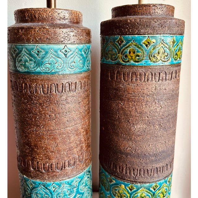 Aldo Londi 1960's Ceramic Table Lamps in Rimini Blue by Aldo Londo for Bitossi- A Pair For Sale - Image 4 of 8