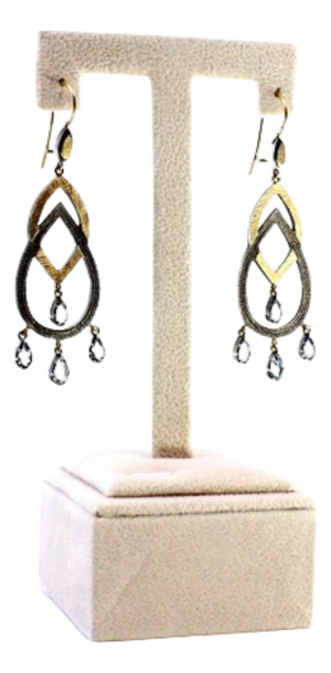Gold and Silver Earrings with Zirconia Pendants, Set of 2