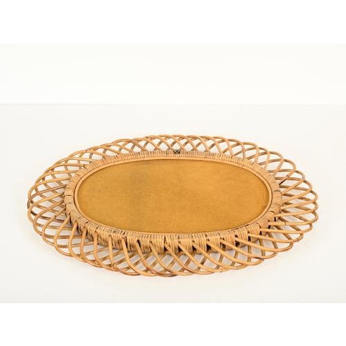 Large Oval Mirror in Bamboo, Rattan and Wicker by Franco Albini, Italy, 1970s For Sale - Image 10 of 12