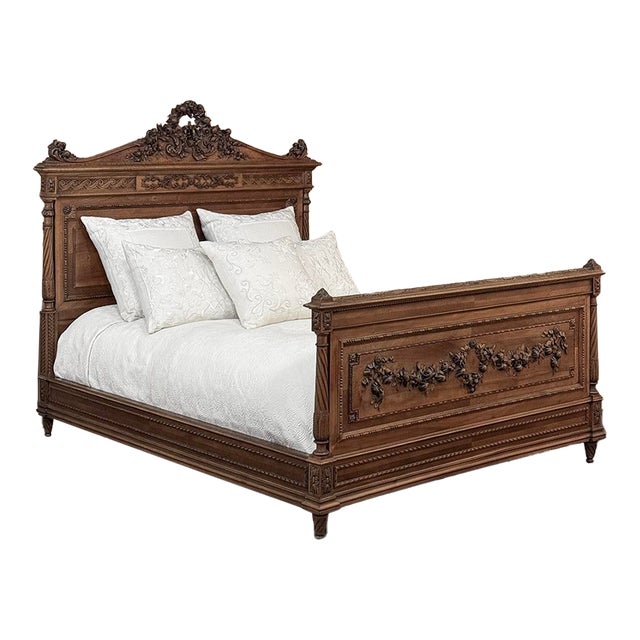 19th Century French Louis XVI Walnut Bed For Sale