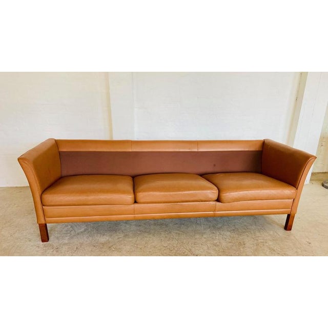 Mid-Century Danish Cognac Three Seater Sofa by Morgans Hansen For Sale - Image 18 of 18