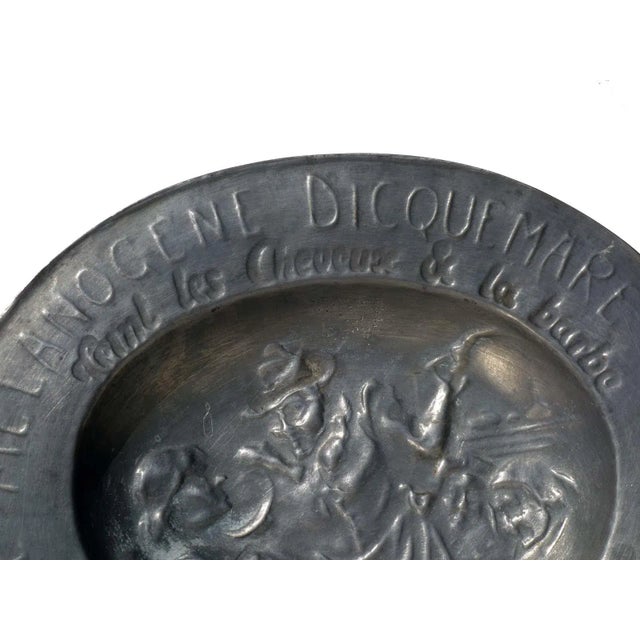 Antique French Pewter Barber Shaving Bowl For Sale - Image 3 of 6