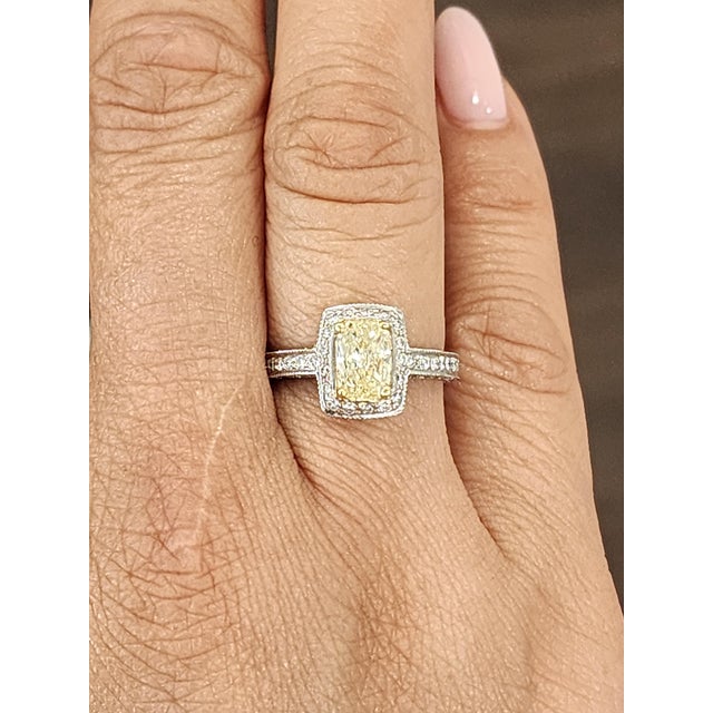 Art Deco 0.74 Ct Gia Certified Natural Yellow Diamond Ring Size 5.75 For Sale - Image 3 of 10