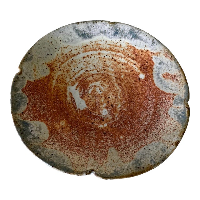Vintage Organic Speckled Glaze Art Pottery Plate by Bom For Sale