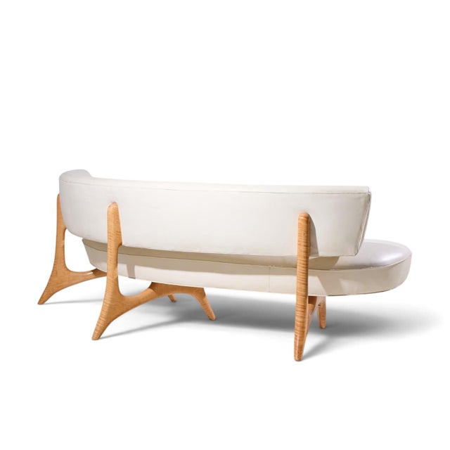 Wood Vladimir Kagan Mid Century Tiger Maple Floating Curve Sofa For Sale - Image 7 of 10