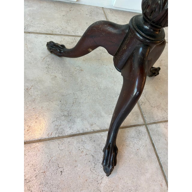 Mid 20th Century Vintage Hand Carved Tripod Pie Crust Wood Accent Table in the Manner of Chippendale For Sale - Image 5 of 16