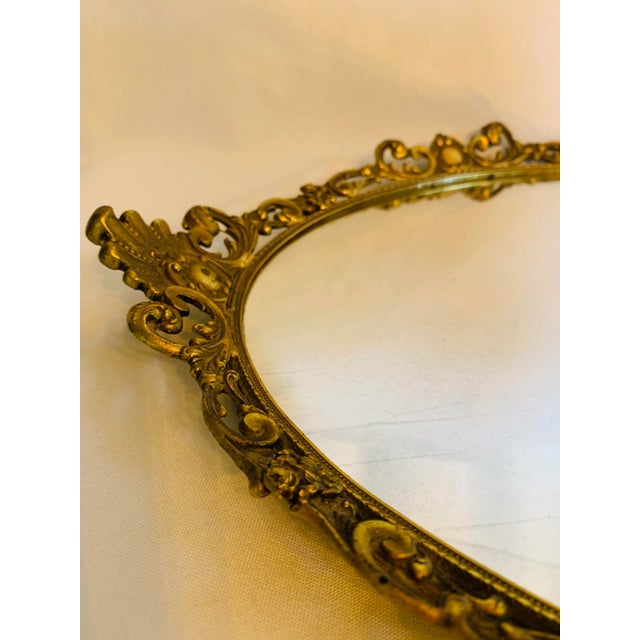 Vintage Ormolu Oval Mirror Vanity Tray For Sale - Image 4 of 13