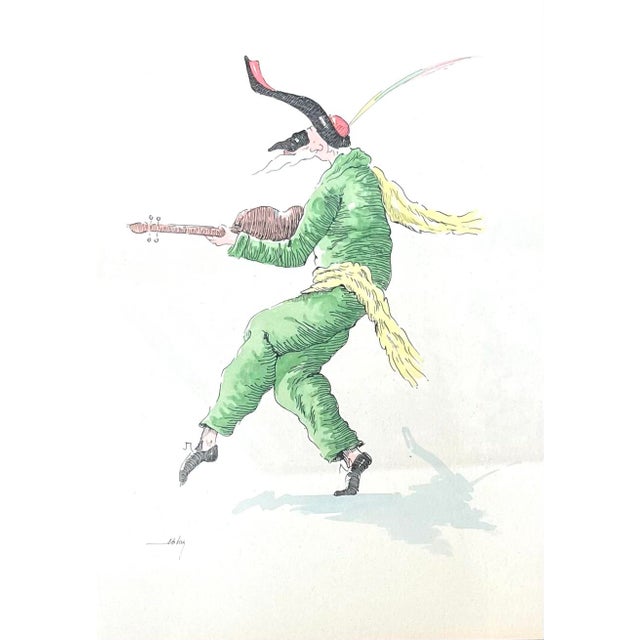 Punchinelli Venetian Musicians - Set/2 Framed Prints - Artist Signed For Sale In San Diego - Image 6 of 10