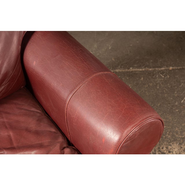 Late 20th Century Red Leather Armchair With Ottoman For Sale - Image 15 of 18