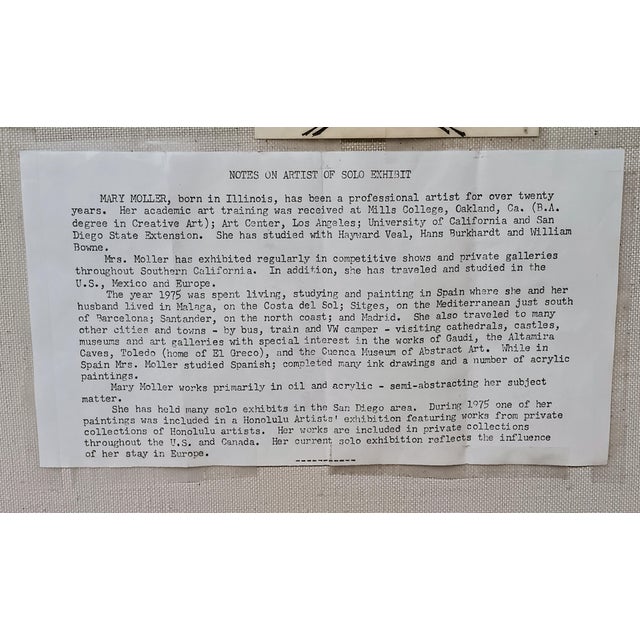 Brown Vintage Oil on Canvas, Cityscape, by Mary Moller For Sale - Image 8 of 8