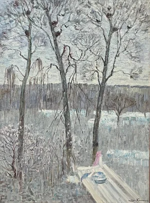 Dmitrij Kosmin, Flooded Forest in Gray and Purple, 1994, Oil Painting