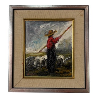 1960s Alessandro Impressionist Abstract Oil on Masonite Painting For Sale