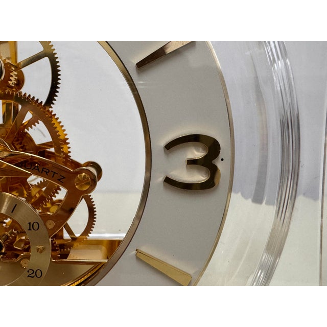 Gold Seiko Lucite Skeleton Clock For Sale - Image 8 of 12