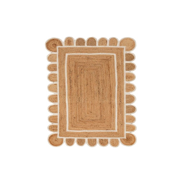 Scallop White Jute Scallop Hand Made Rug 2.6'x6' For Sale - Image 12 of 12