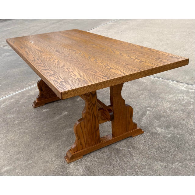 Brutalist Vintage Brutalist Trestle Dining Table For Sale - Image 3 of 12