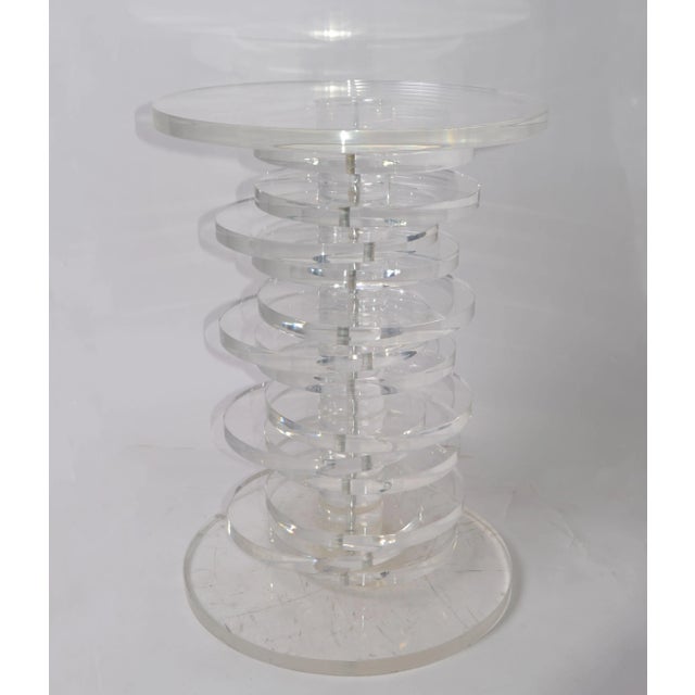 Vintage Stacked Lucite Discs Coffee Side or Side Table Base Only. For Sale - Image 9 of 9