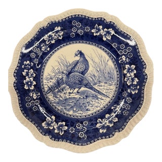 Early 20th Century Spode Pheasants Blue & White Transferware Plate Copeland #6 For Sale