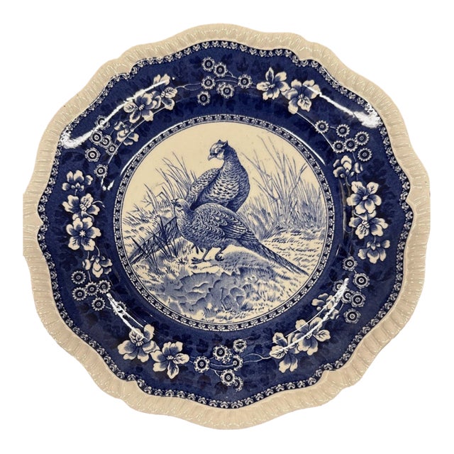 Early 20th Century Spode Pheasants Blue & White Transferware Plate Copeland #6 For Sale