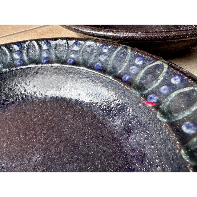 Studio Ceramic Art Plates with Modernist Decor, Germany, 1960s, Set of 2 For Sale - Image 11 of 14