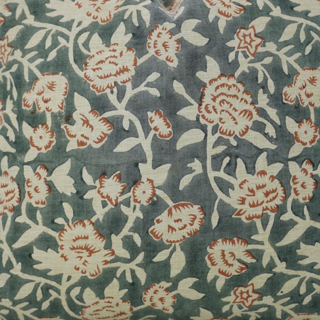 Textile Fabdivine Mrignani Handmade Block Print Pillow Covers 14x14 Inches Linen Blend Decorative Throw Cushion For Sale - Image 7 of 9