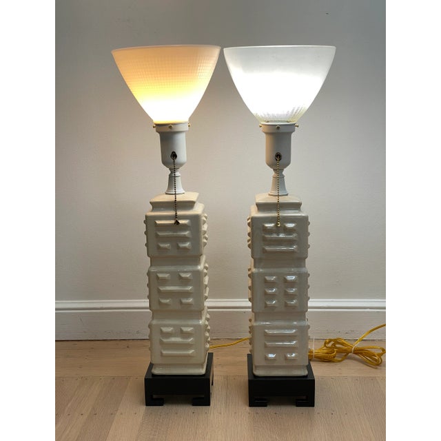 Hollywood Regency Style Ceramic Table Lamps - a Pair For Sale In San Francisco - Image 6 of 13