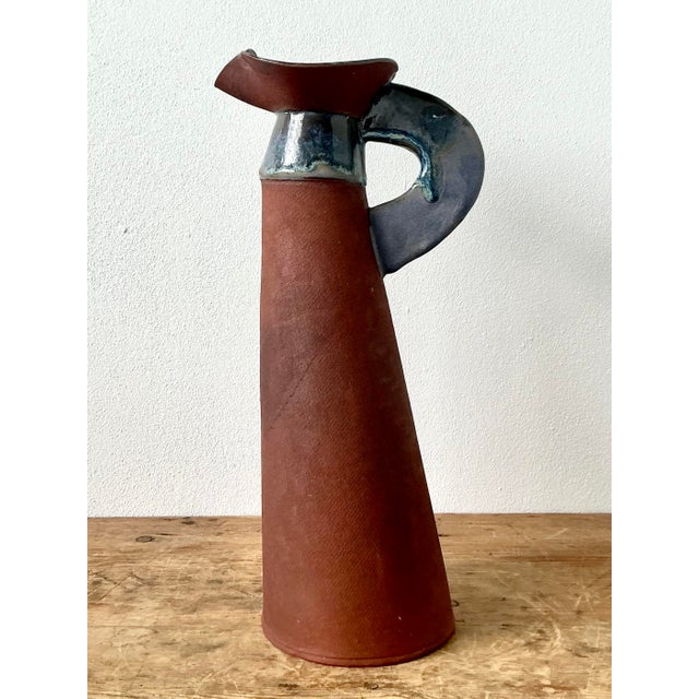 Late 20th Century Vintage Boho Original Studio Pottery Pitcher For Sale - Image 5 of 10