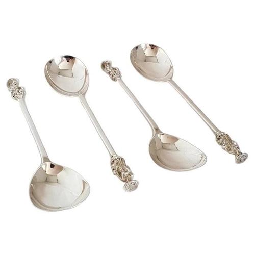 Antique Victorian London Silver Apostle Spoons with Heraldic Seals, 1897, Set of 4 For Sale - Image 14 of 14