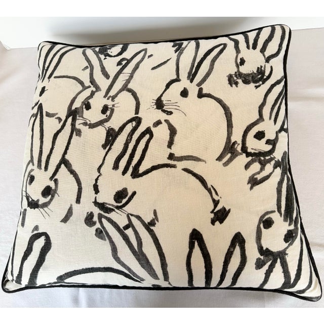2020s Black and White Hunt Slonem Bunny Hutch 20" Pillow by Lee Jofa For Sale - Image 5 of 7