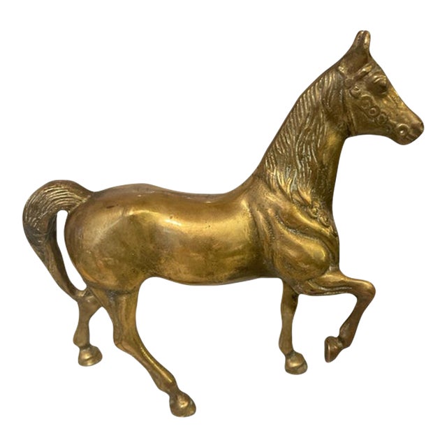 Mid-Century Brass Prancing Horse Figurine For Sale