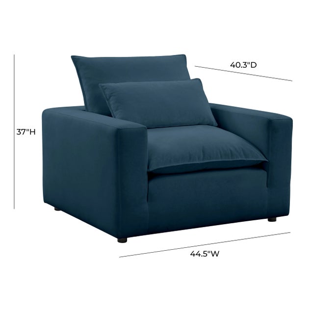 Cali Navy Performance Fabric Arm Chair For Sale In Los Angeles - Image 6 of 7