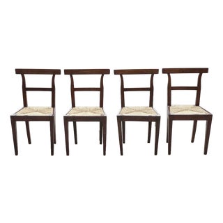 Mid-19th Century Walnut Chairs with Straw Seats For Sale