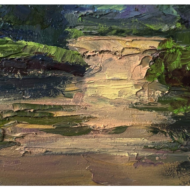 Olive Oil Painting Spring Sunset Over the River Boris Serdyuk For Sale - Image 8 of 10