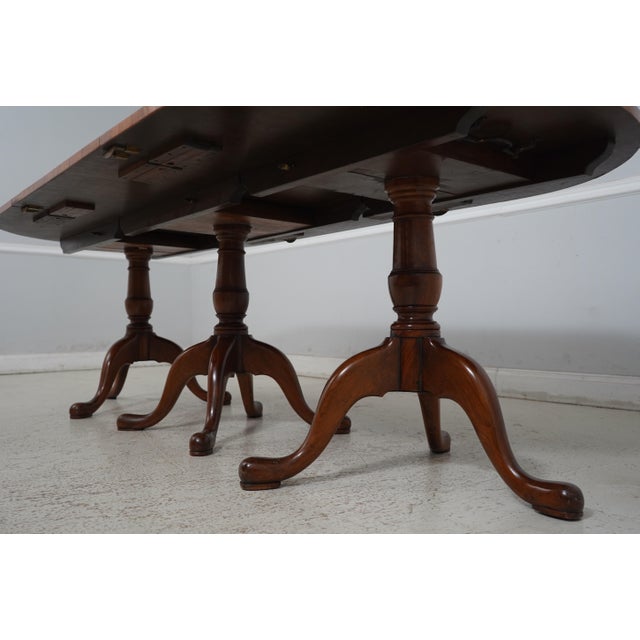 English English Antique Walnut 3 Pedestal Dining Room Table For Sale - Image 3 of 12