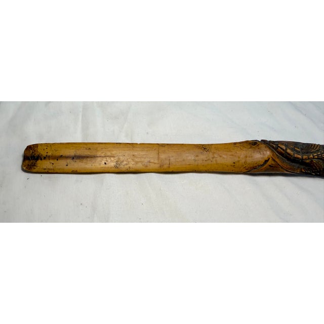 Antique Hand Carved Wood Alligator Folk Art Page Turner Letter Opener Sculpture For Sale In New York - Image 6 of 13