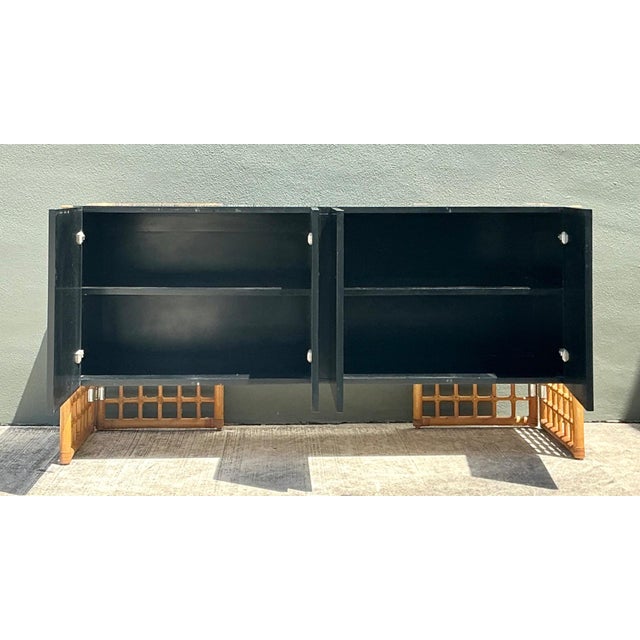 Vintage Rattan and Lacquered Wood Sideboard For Sale - Image 4 of 18