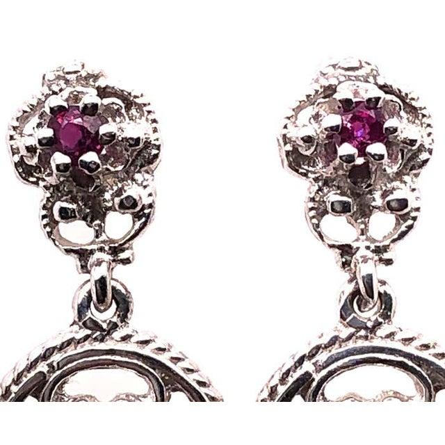 Contemporary 14 Karat White Gold Ruby Drop Dangle Earrings For Sale - Image 3 of 10