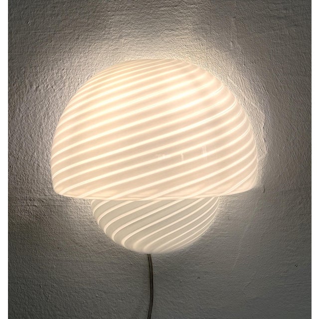 Mid-Century Modern Italian Murano Swirl Glass Mushroom Wall Sconces from De Majo, 1970s, Set of 2 For Sale - Image 3 of 13