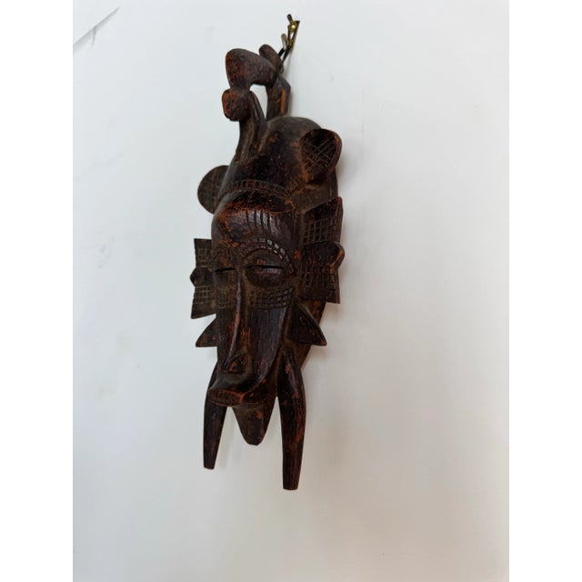 Wood 1960's Vintage Hand-Carved African Tribal Wall Mask/ Sold For Sale - Image 7 of 12