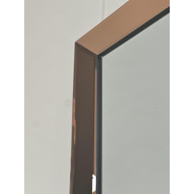 Late 20th Century Vintage Peach Smoked Beveled Mirror, 1970s For Sale - Image 5 of 8