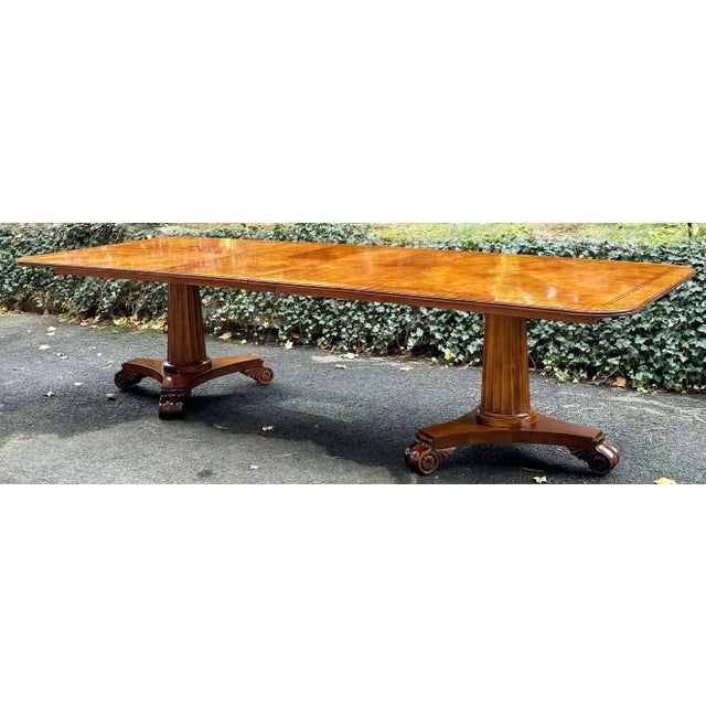 Neoclassical Henredon 18th Century Inspired Neoclassical Double Pedestal Dining Table With 2 Leaves For Sale - Image 3 of 12