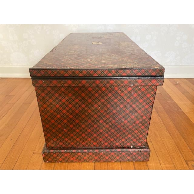 19th C. Antique Scottish Tartanware Trunk For Sale - Image 4 of 11