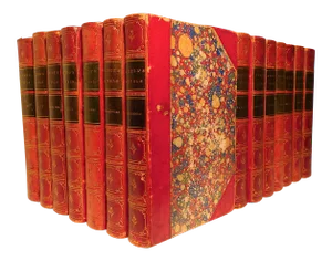 Mid 19th Century Leather Volumes, James Fenimore Cooper's Novels - 14 Books