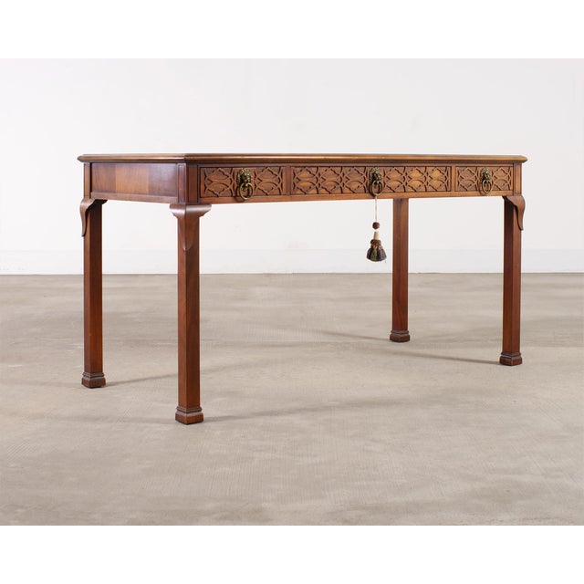 Chinese Baker Georgian Chippendale Style Mahogany Writing Table Desk For Sale - Image 3 of 18