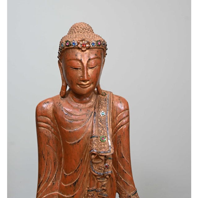 Carved Thai Buddha Statue, 1930s For Sale - Image 9 of 15