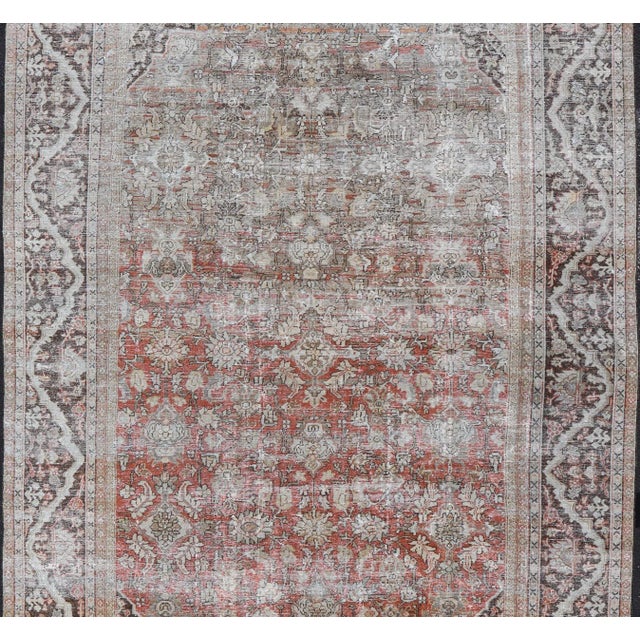 Distressed Antique Persian Sultanabad Rug in Wool With Floral Design 10'2 X 16'6 For Sale - Image 10 of 18