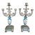 Pair of Antique Signed p.h. Mourey French Victorian Silvered Metal & Sèvres Style Porcelain Three-Light Candelabras For Sale