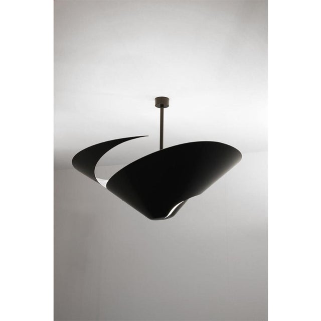 Contemporary Mid-Century Modern Black Large Snail Ceiling Wall Lamp by Serge Mouille For Sale - Image 3 of 8