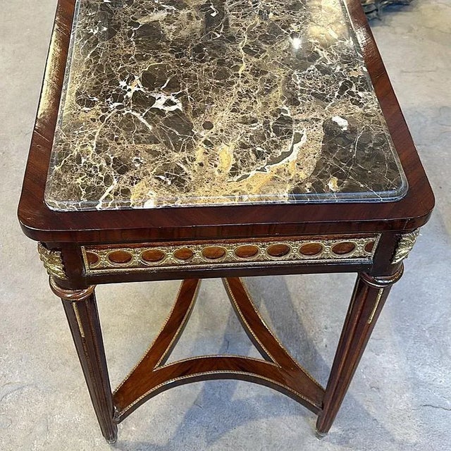 2020s French Style Marble Topped Table Desk With Gold Details For Sale - Image 5 of 5