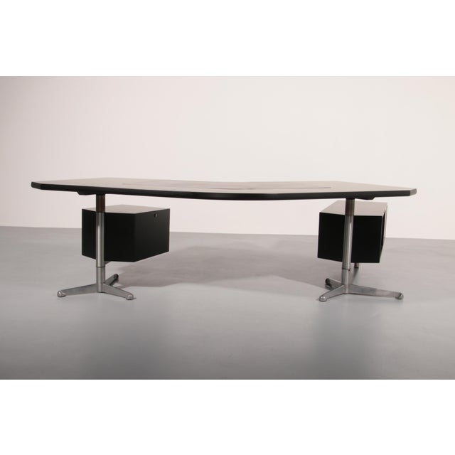 T96 Executive Corner Desk in Black Lacquered Wood by Osvaldo Borsani for Tecno, 1950s For Sale - Image 14 of 18