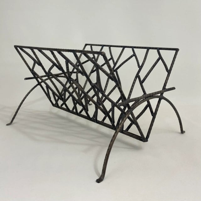 1980s Brutalist Artist Studio Iron Magazine/Book Rack For Sale - Image 5 of 13
